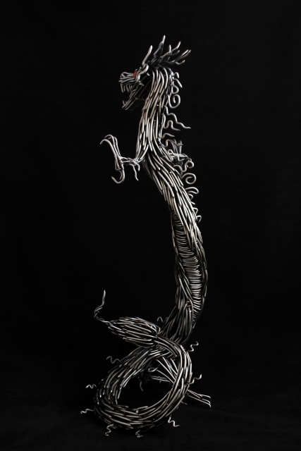 mccallister sculpture - metalwork - handmade sculptures - Japanese steel Dragon sculpture - ryan mcallister - scottsdale arizona arts