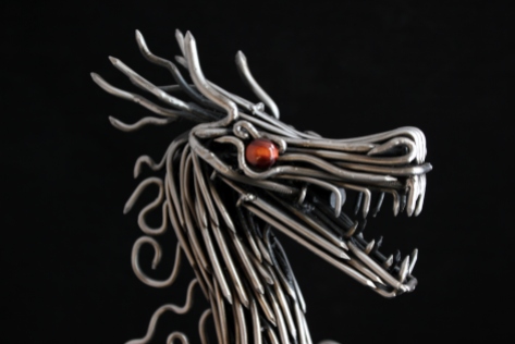 mccallister sculpture - metalwork - handmade sculptures - Japanese steel Dragon sculpture - ryan mcallister - scottsdale arizona arts