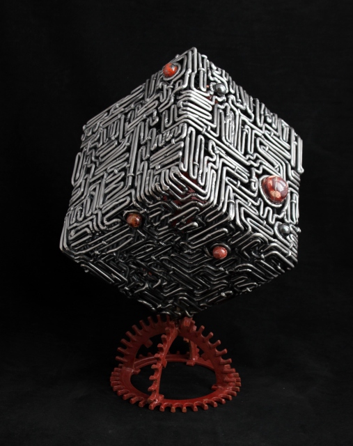 metal art - handmade sculptures - steel maze cube sculpture - mccallister sculpture - scottsdale art